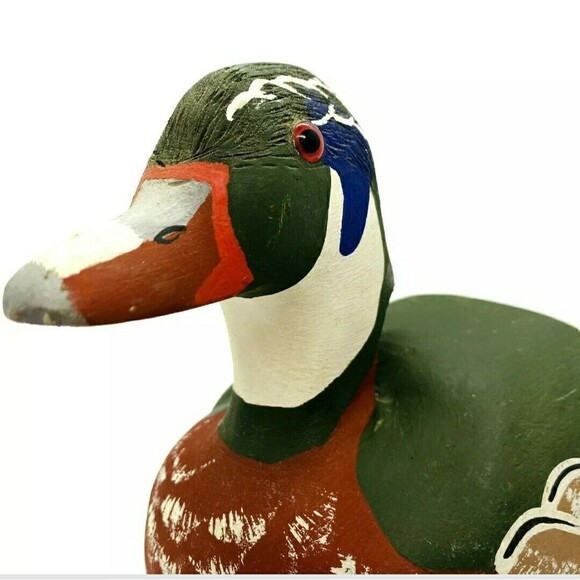 J.C Edwards Wooden Mallard And Drake Half Ducks Decoy/ Decoration Bookend - Picture 9 of 12